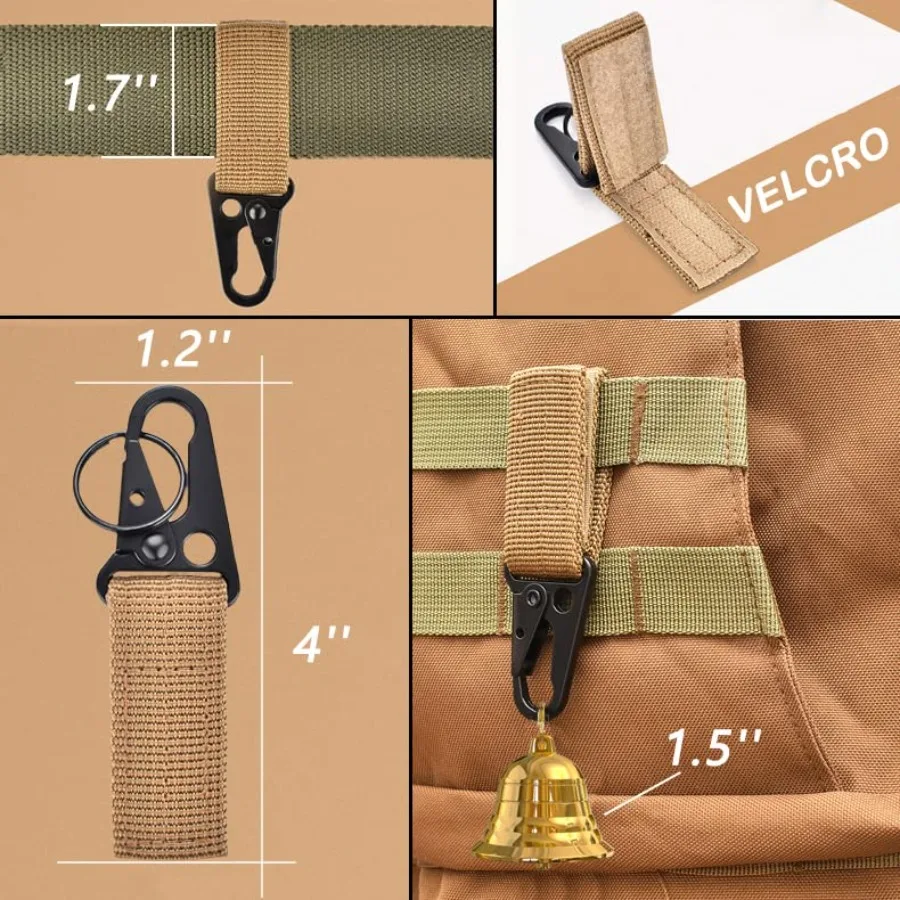 أجراس الدب بصوت عالٍ مقاس 1.5 بوصة من النحاس الصلب لـ Hikewith Sileer وصافرة الطوارئ للمشي لمسافات طويلة وركوب الدراجات وصيد الأسماك ومجموعات من الصخور #5