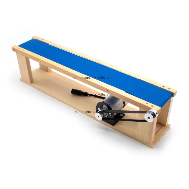 DIY Mini Desktop Conveyor Belt 5x70CM, AC100-240V 0-6000RPM Adjustable Speed Elevator Model, Friction Science Experiment
