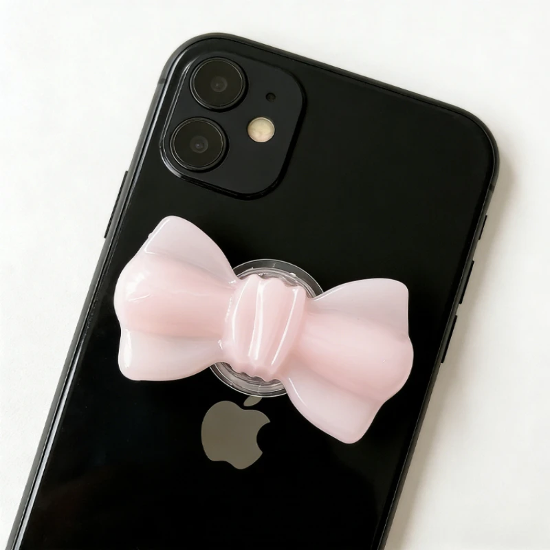 

New Minimalist Solid Color Transparent Bow Phone Holder Korean Self Adhesive Retractable Airbag Bracket Desktop Universal Stand