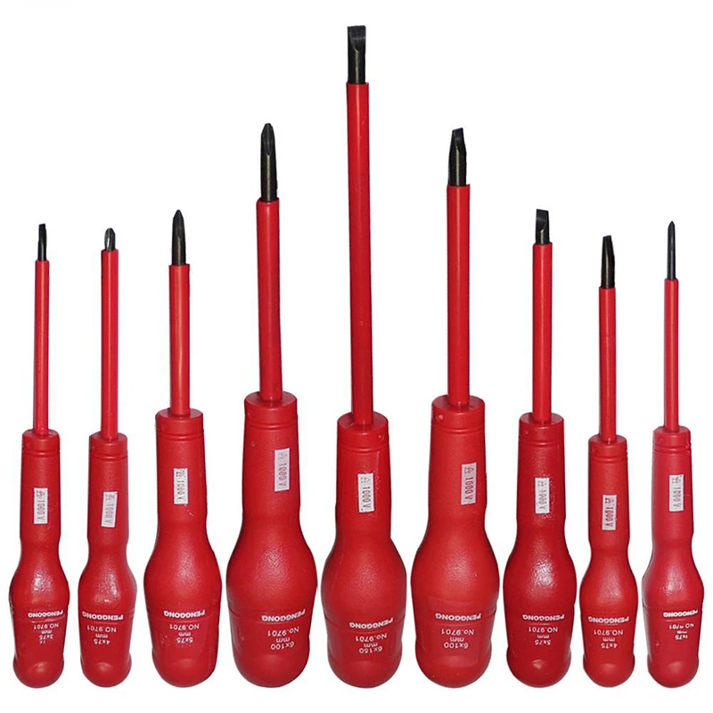 

Insulated Screwdriver Set 9 PCS Magnetic Screw Driver Phillips Slotted Handle Voltage 1000V Electrician Repair Hand Tools