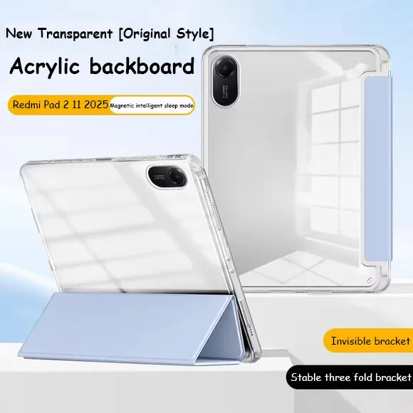 

Прозрачный HD акриловый чехол для Redmi Pad 2 11 дюймов 2025 кожаный защитный чехол с держателем для карандашей