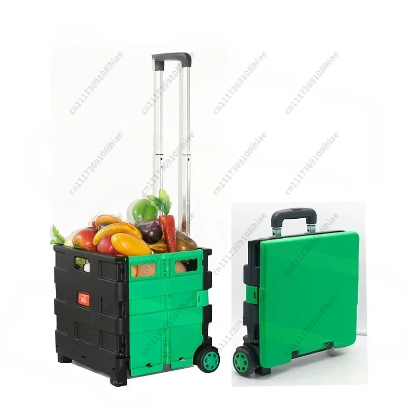 Supermarket Grocery Shopping Storage Tie Rod Luggage Cart Hand-pulled Folding Portable Trolley, Camper Van
