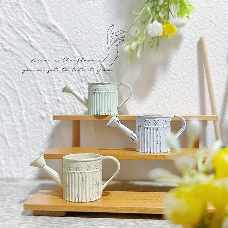 Miniature Watering Pot Alloy Watering Can Decoration Realistic Landscape Decor Toy House Desktop Ornament for Home Decoration