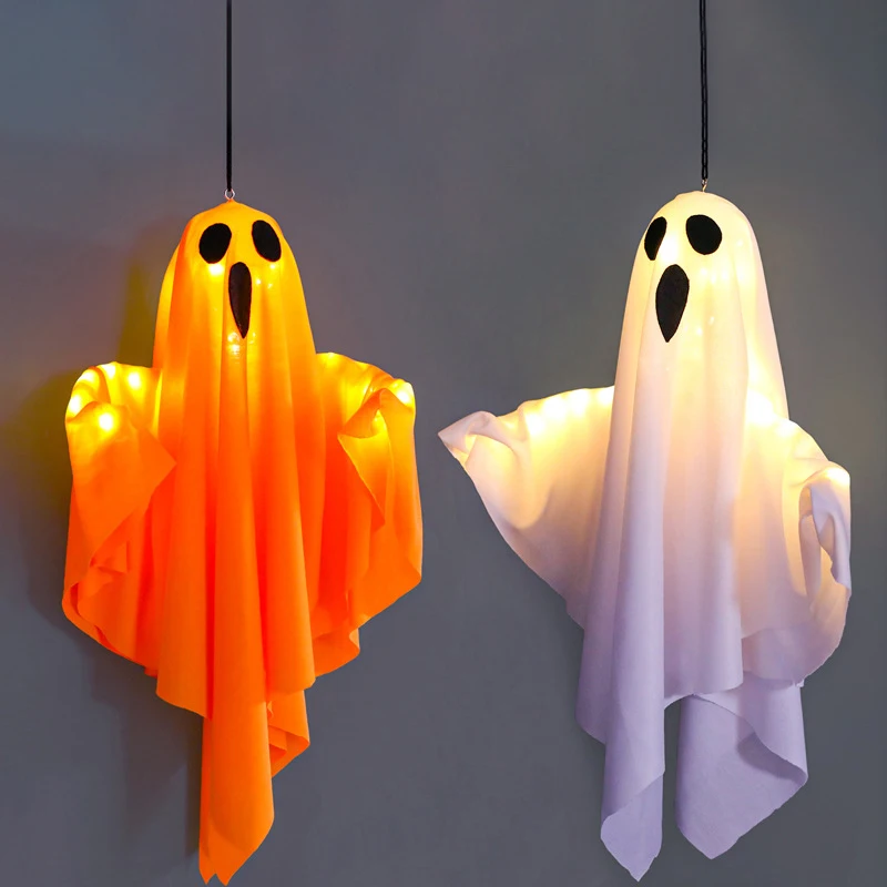 Halloween Party LED Glow Ghost Home Indoor Outdoor Decoration Supplies 2024 Haunted House Bar Hanging Horror Props With Lights