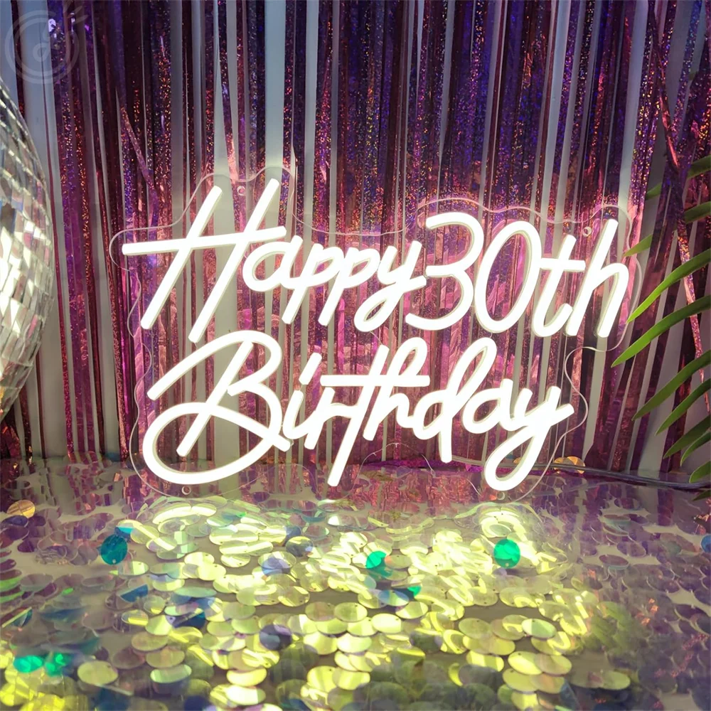 Happy Birthday Neon Led Sign 16th/18th/30th Thirty Birthday Neon Signs Wall Party Club Bar Hanging Room Bedroom Decor Neon Light