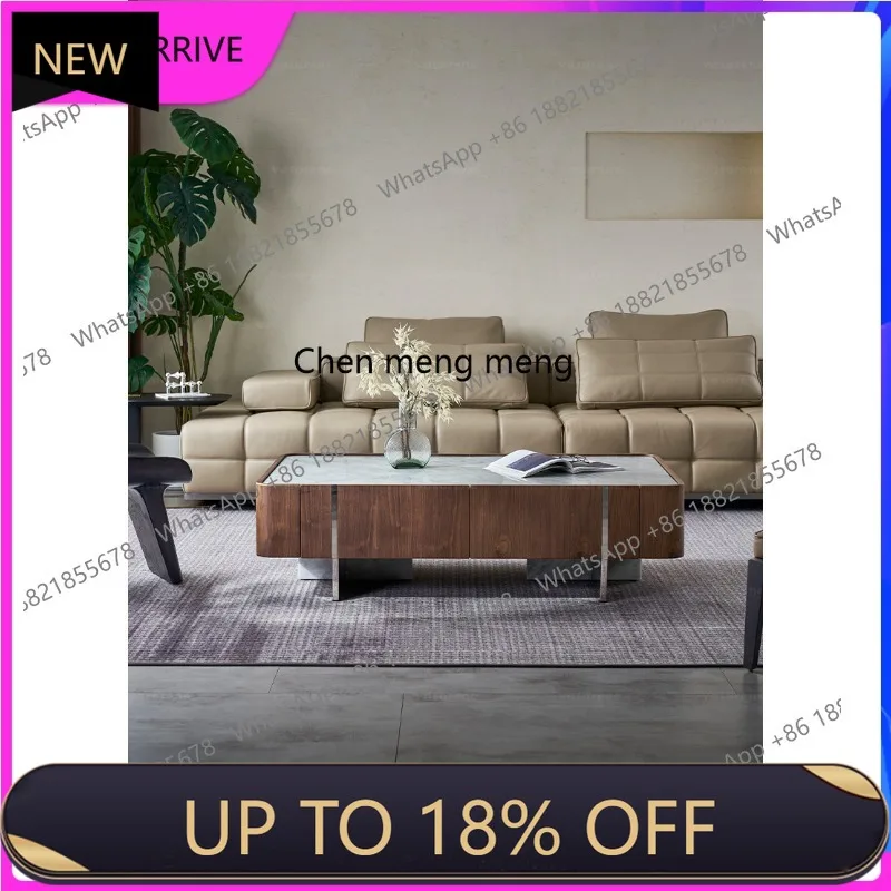 

C88 Italian minimalist luxury stone coffee table large apartment light luxury designer natural marble coffee table