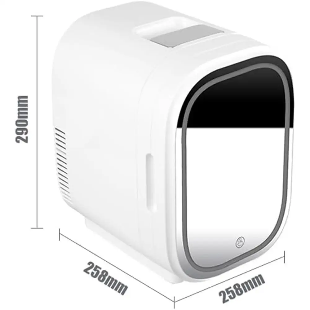 Geladeira de maquiagem 6l para cuidados com a pele, com espelho led regulável, refrigerador ecológico, aquecedor, cosméticos, medicamentos e bebidas