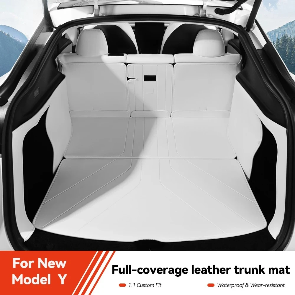 For Tesla Model Y Juniper 2021-2026 Leather Trunk Mats Fully Surrounded Waterproof Non-Slip Liner Custom Floor Mat Accessorie