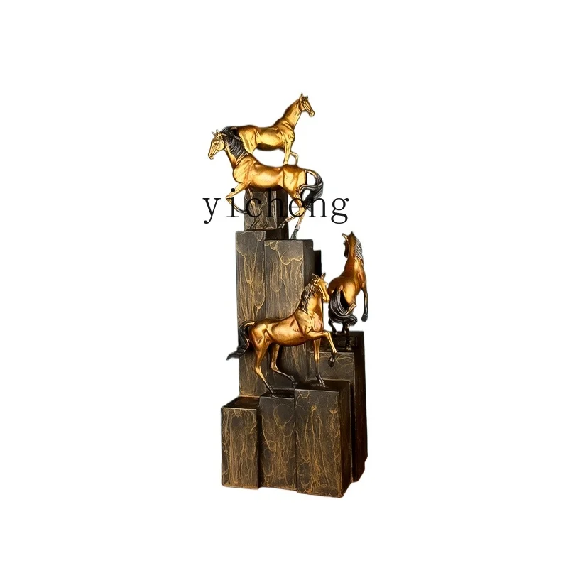 Tqh Chinese Copper Horse Ornament Leading Office Opening Living Room High-End Decorative Crafts