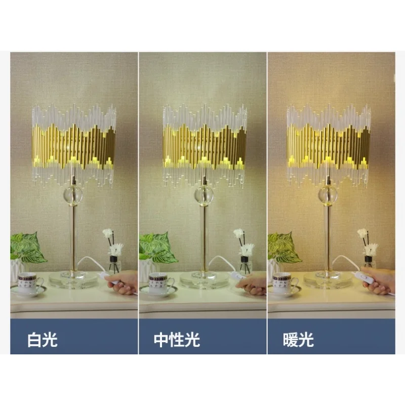 

Nordic light luxury American retro desk lamp new modern high-end feeling crystal simple atmosphere bedroom bedside lamp