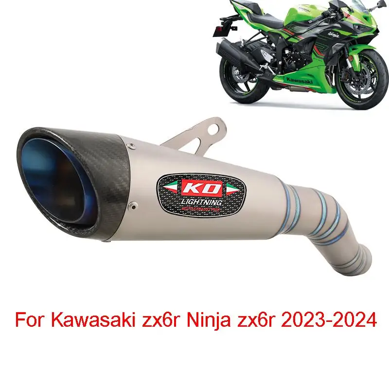 

Slip On For Kawasaki ZX6R Ninja ZX6R 2023-2024 Exhaust Tip Motorcycle Muffler Tail Pipe Titanium Alloy Connect Tube Rear Escape