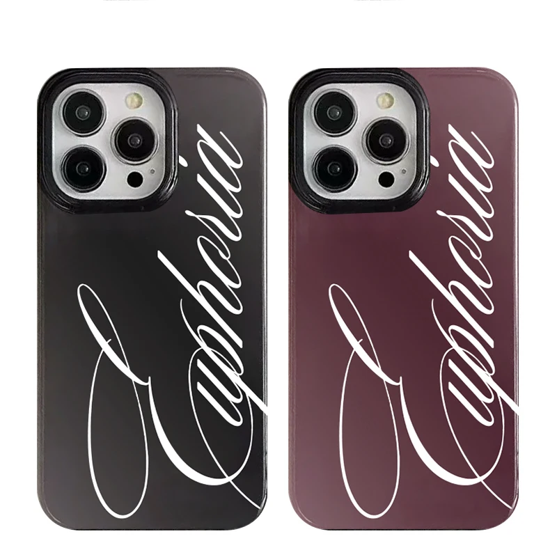 Coque de téléphone de luxe double couche motif Euphoria Art Rouge Vin pour iPhone 17 16e 16 15 14 13 12 11 X XS XR 7 8 Air Pro Max Plus