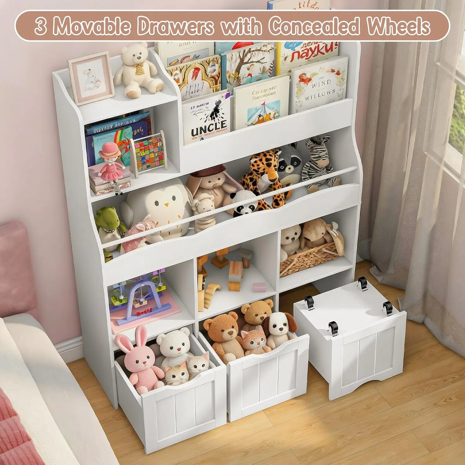 51.18인치 3단 선반 및 3개 서랍이 있는 어린이용 - Kids Toys Drawers 리뷰 및 가격