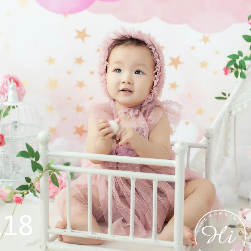 Baby Fotografie Kleding Schattige Prinses Stijl Kanten Hoed + Poseren Kussen + Romper + Schoenen Sets Pasgeboren Fotoshoot Accessoires