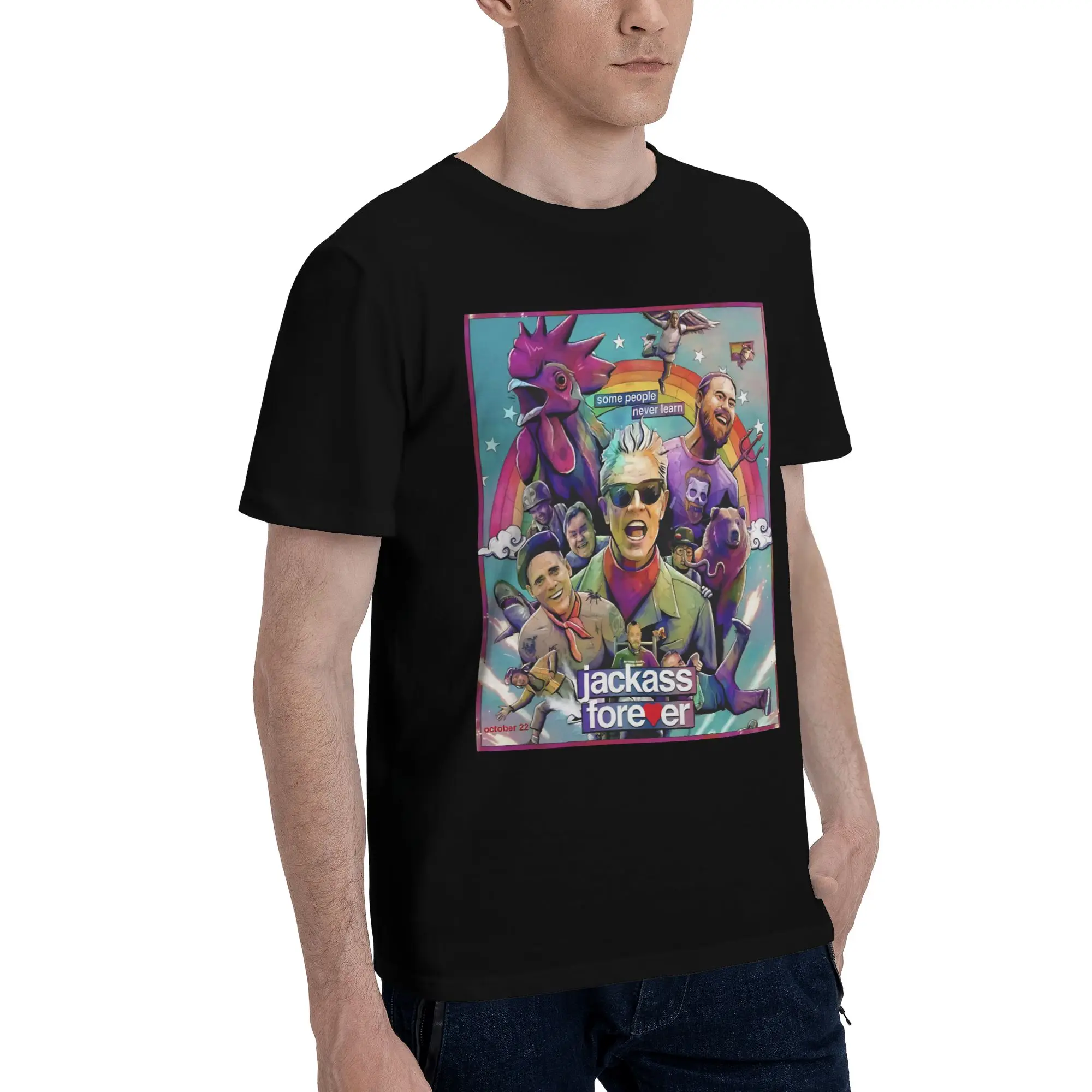 Forever Johny Knoxville Premiere Movie  Graphic 100% Cotton T-Shirt Jackass Tops Tees For Men