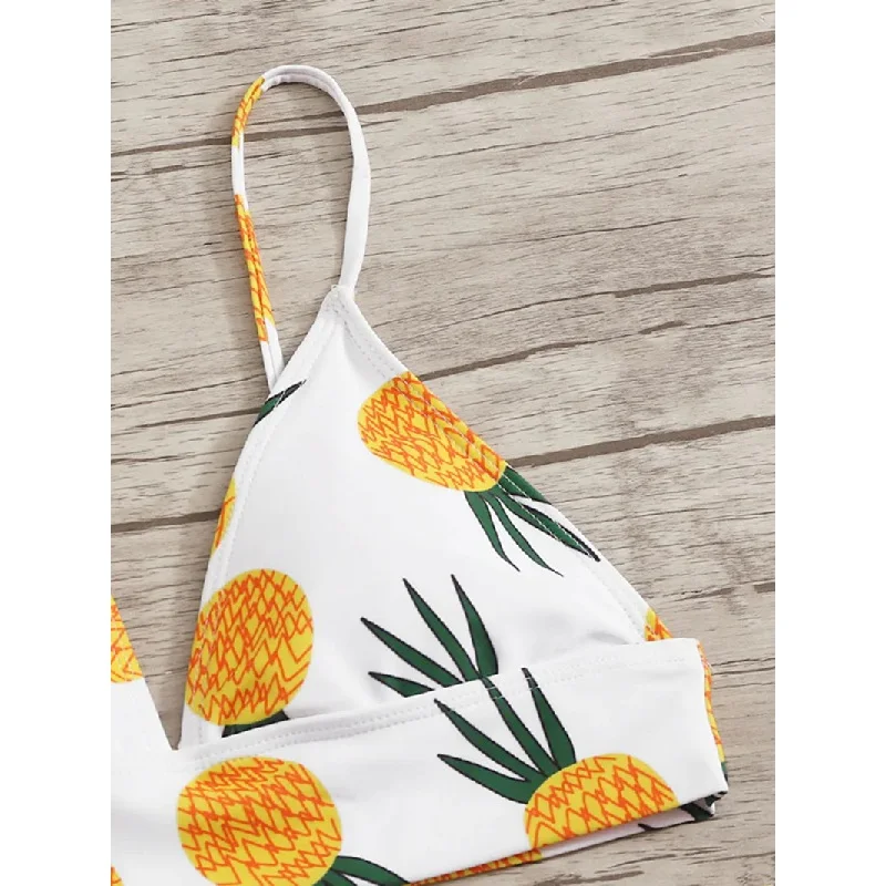 2021 Sexy High Waist Print Bikini swimwear Women Halter Push Up Bikini Swimsuit female Biquini Watermelon pineapple Beach Wear