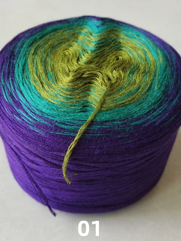 Handmade Gradient Color Cotton Yarn Shoulder Wrap Scarf Summer Short Sleeve Cake Yarn Splicing Segment Dyeing Weaving Long ...