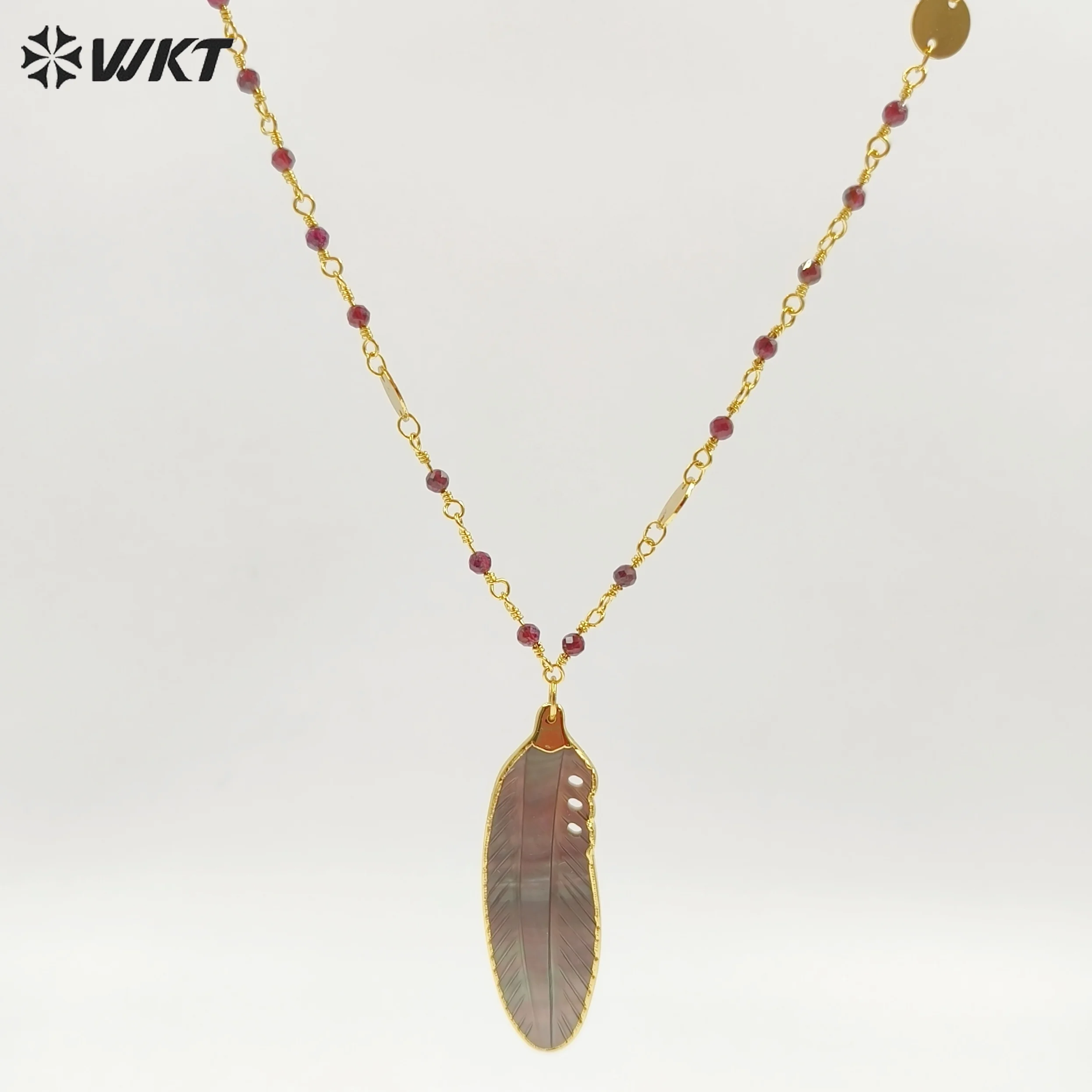 WT-JN400 18inch Natural Shell Leaf Shape French Styles Necklace With 18kReal Gold Plated For Women ACC