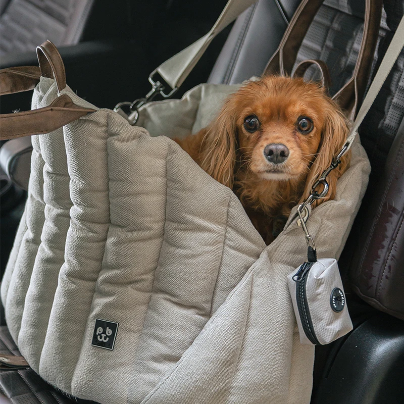 

2 in 1 DOG CAR BED WITH LEASH CONNECTOR and PET CARRIER BAG
