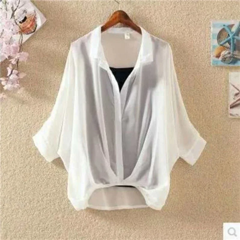 Camicia in Chiffon da pendolarismo Casual e gilet a tracolla Set di due pezzi abbigliamento donna manica a pipistrello estiva che dimagrisce Top