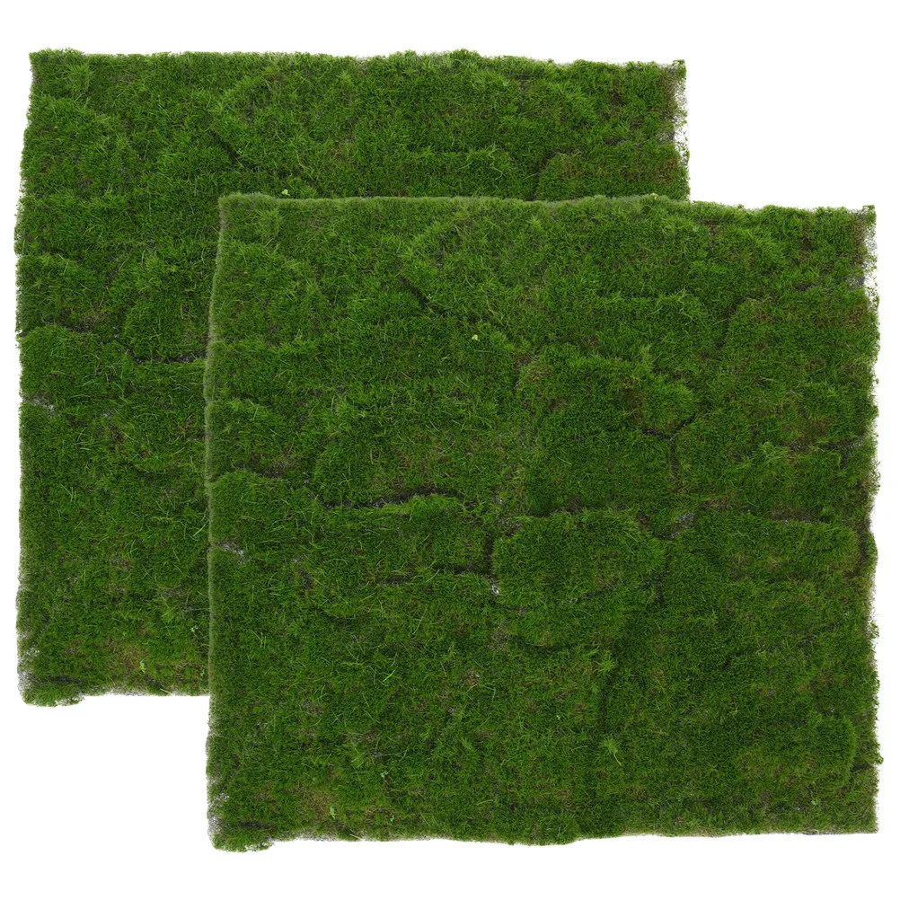 2Pcs Artificial Moss Lawn Mat Fake Grass Turf High Simulation for Garden Patio Wedding Decoration Soft Comfortable Pads