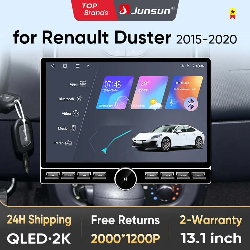 Image of Junsun 13,1″ QLED Wireless CarPlay Android Auto Autoradio für Renault Duster 2015-2020 Intelligente Systeme DSP SWC RDS GPS FM BT