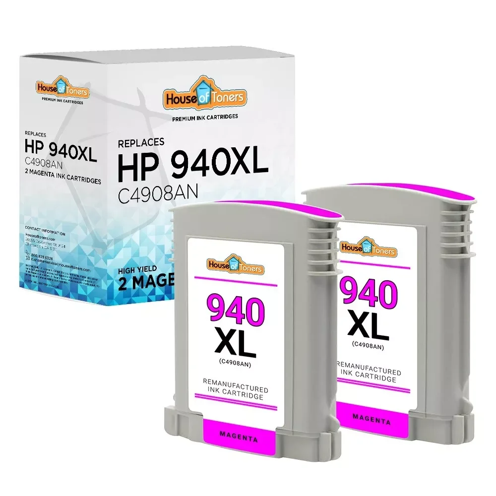 2 for HP 940XL C4908A High Yield Magenta Ink Cartridge for 8000 8500 Printers