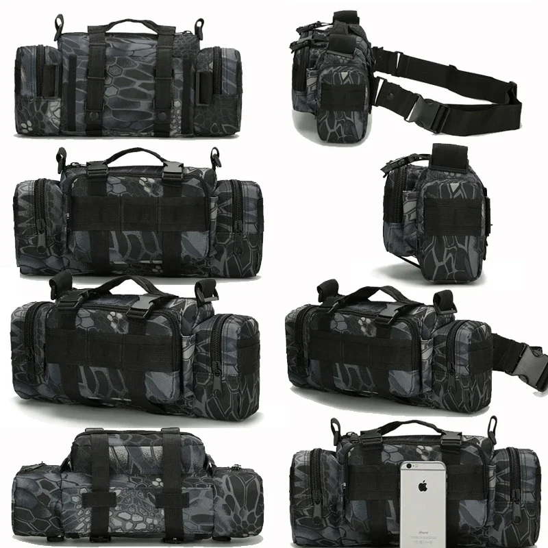 Men Tactical Belt Bag Waterproof Fanny Pack Outdoor Waist Pack Camping Hiking Pouch Waist Bag 3P Chest Bag Wallet