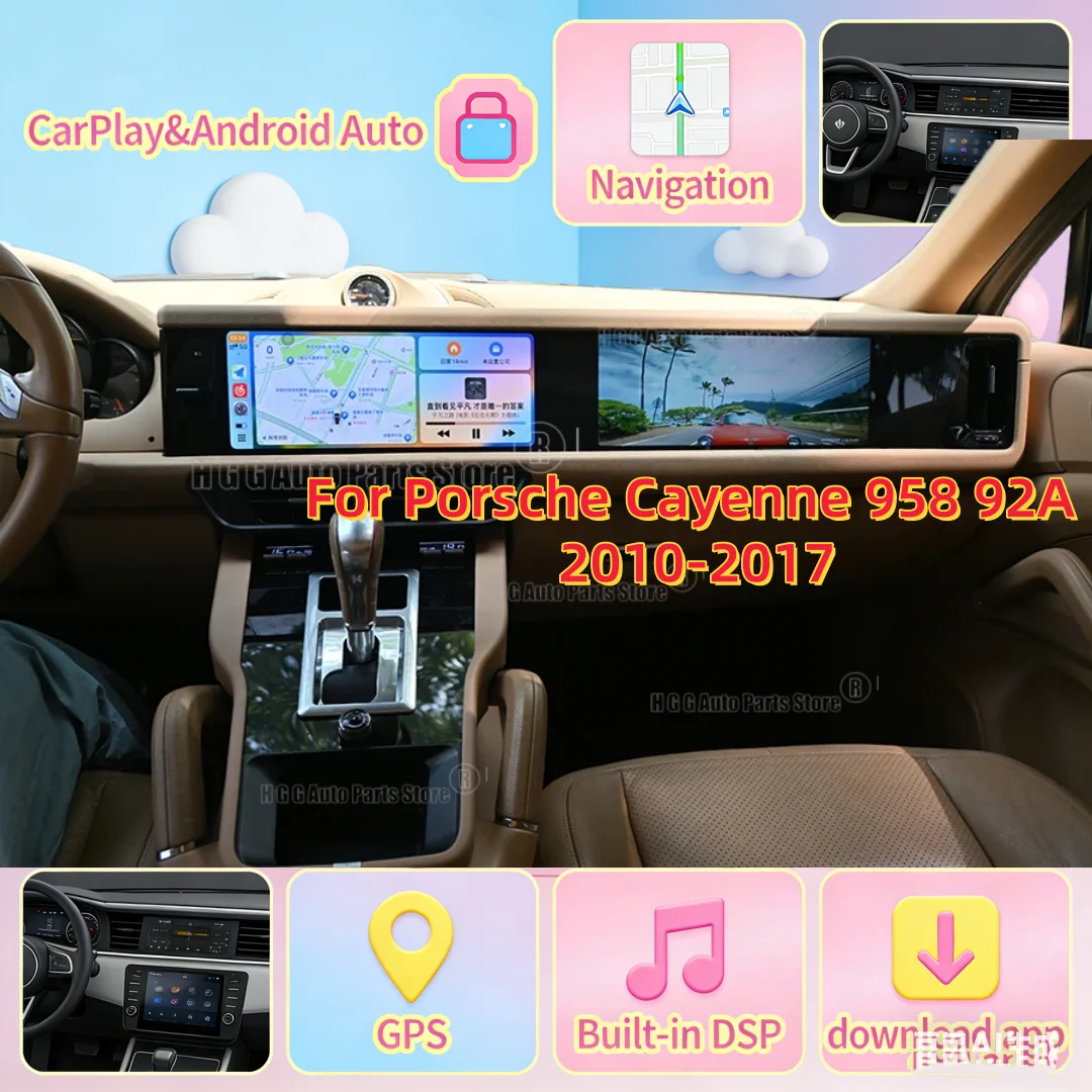 Für Porsche Cayenne 958 92A 2010-2017 Auto Android Auto Carplay Radio Stereo Multimedia Navigation Dual-Bildschirm GPS Video-Player