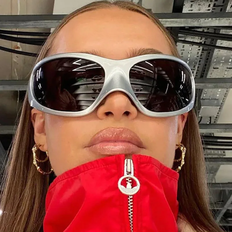 Y2K Fashion Brand Designer Luxury Oversized Cat Eye Sunglasses Women For Men 2024 Vintage Punk Sun Glasses Outdoor Sport Goggles