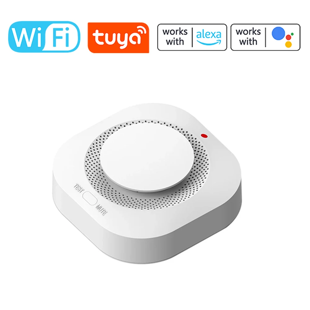 Tuya WiFi ذكي إنذار الدخان المنزلية أجهزة استشعار دخان الحريق الهاتف المحمول APP إشعار تحذير المطبخ غرفة نوم مستودع