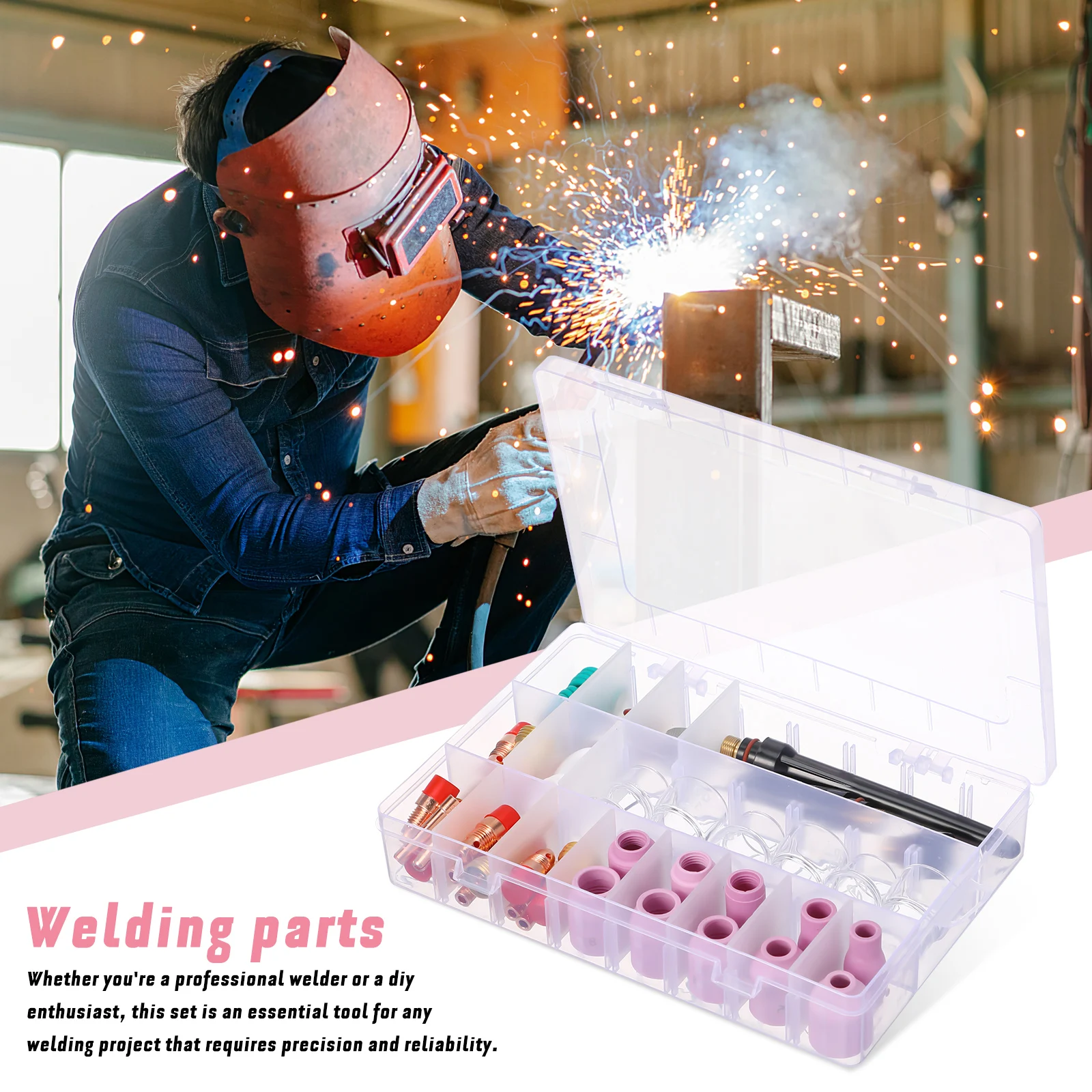 

7 s Welding Consumable Parts Set Tig Torch Kit Gas Lens Cups Stubby Collets Gasket Mesh Screen Accessories Stainless Steel