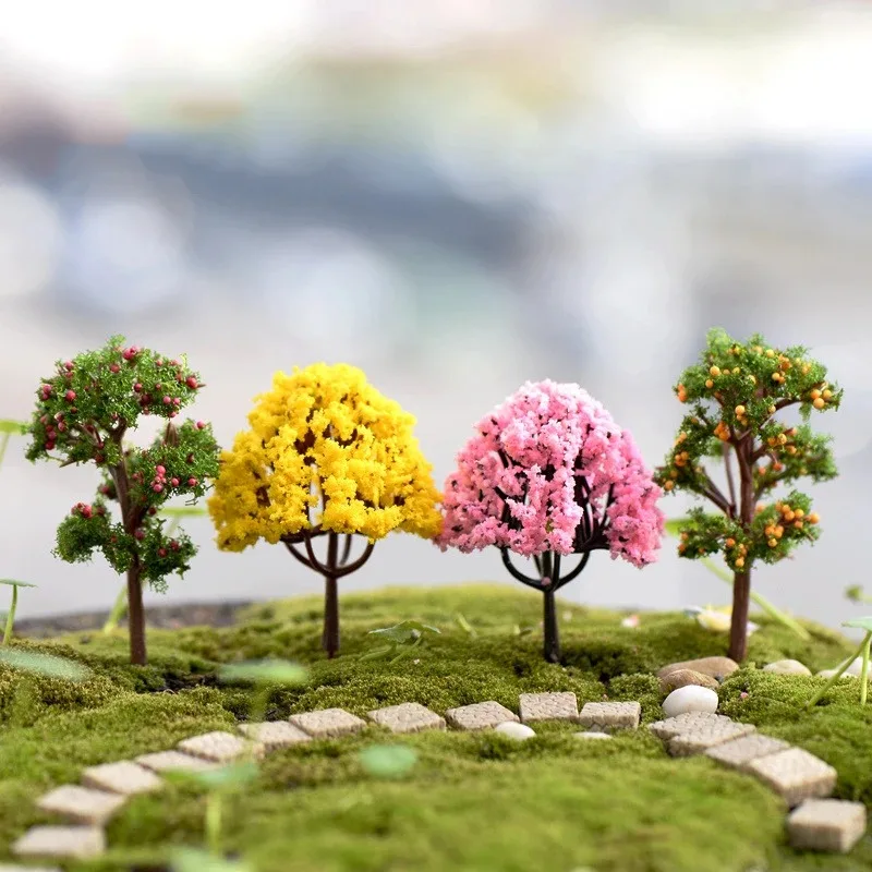 1PC Mini Tree Fairy Garden Miniatures Micro Landscape Resin Crafts Bonsai Figurine Garden Terrarium Accessories Supply