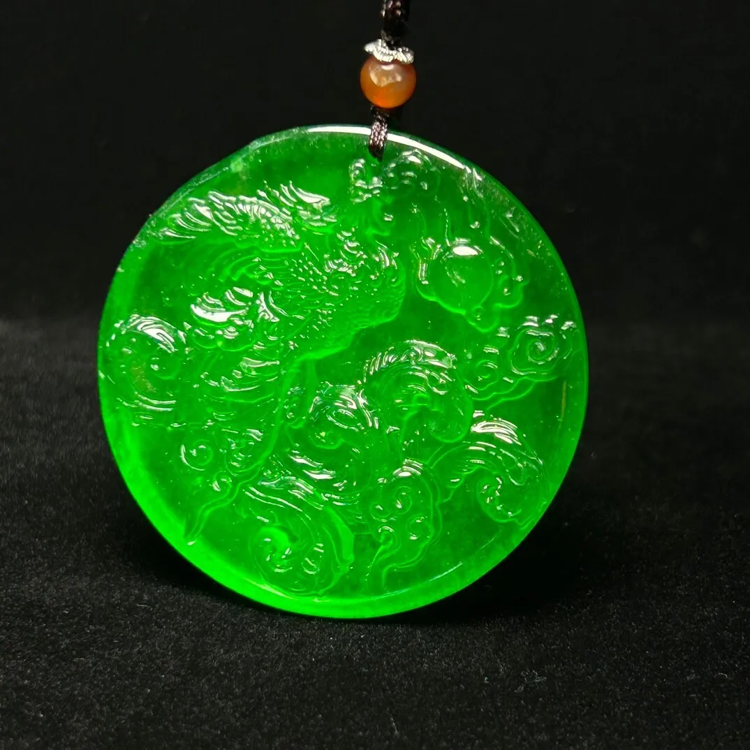 Real natural Ice Green Jade Jadeite amulet Pendant&Necklaces