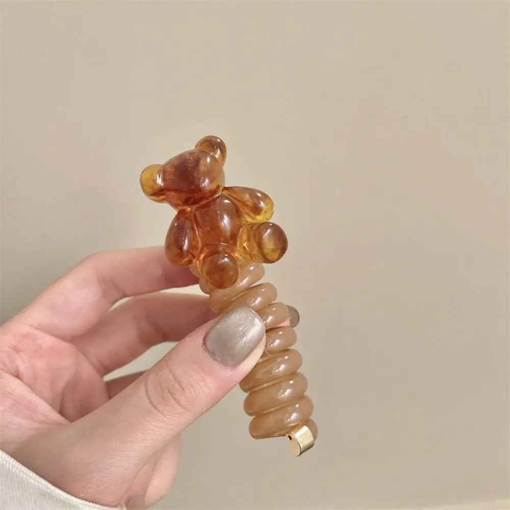 High Quality Cute Hair Ring Ponytail Little Bear Hair Rope Bubble Braids Head Ornament Telephone Cord Hair Ring For Girl