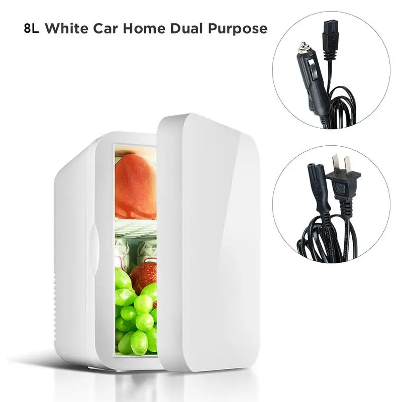 8L Mini Refrigerator 12V/220V Portable Hot And Cold Dual-Use Fridge For Car Truck Kitchen Home Use Picnic Camping Silent Friger