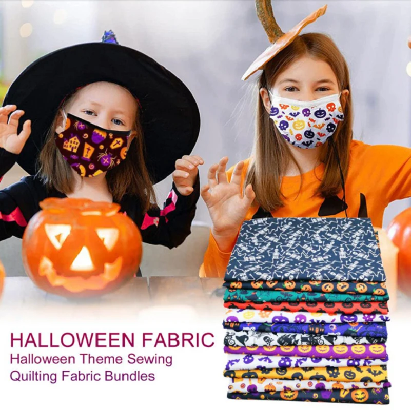 6PC Halloween tema stampato Patchwork tessuto di cotone poliestere per cucire tessuti trapuntati materiale per ricamo fai da te Handmad