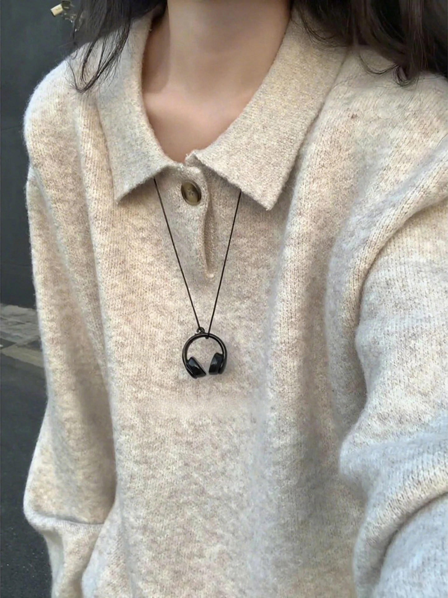 

Retro V-Ne Sweater Men's Sle Autumn Heavyweight Simple Knitted Loose Top Korean Lazy Sle Casual Wear Polyester Blend