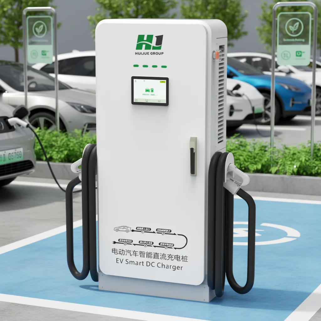 HJ High Efficiency 80kW Quad DC Charging Station with CCS2 Connectors for Logistics Hub Fleet Service Center