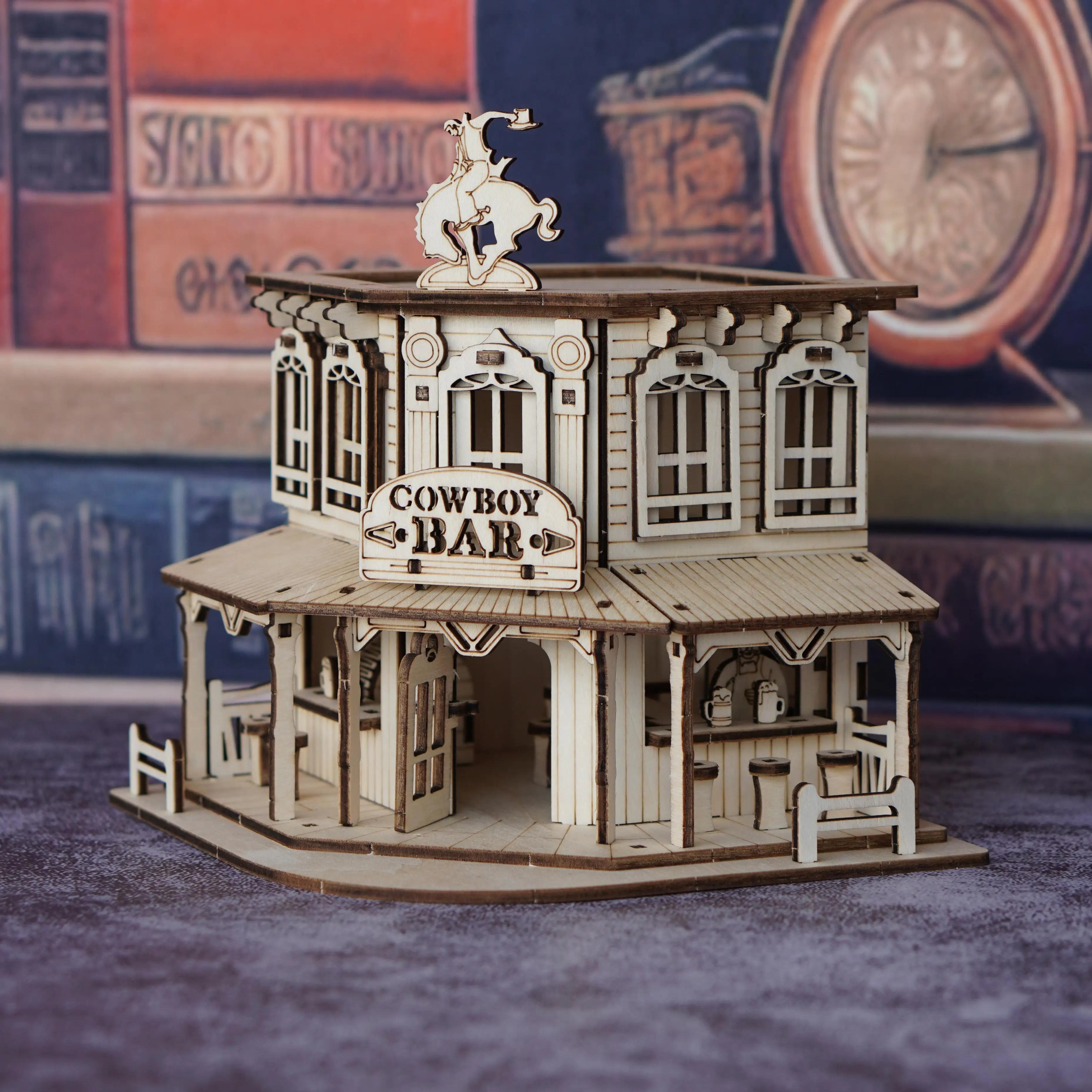 ألعاب ألغاز خشبية ثلاثية الأبعاد مناسبة للبالغين، وقضبان رعاة البقر، ونماذج البناء، ومجموعات نماذج تجميع خشبية مصنوعة يدويًا