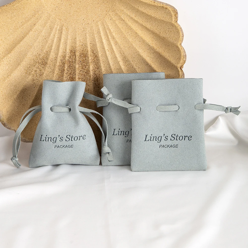 100Pcs Light Green Customized Logo Cute Mini Bag Jewelry Packaging Pouch Birthday Gift Storage Organizer 7x8cm Customizable Size