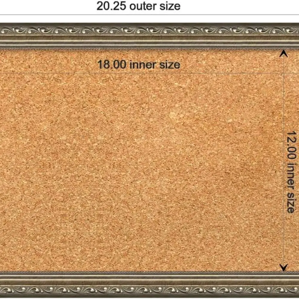 لوح حائط من الفلين بإطار فضي مقاس 14 × 20: رؤية وتنظيم المكتب المنزلي