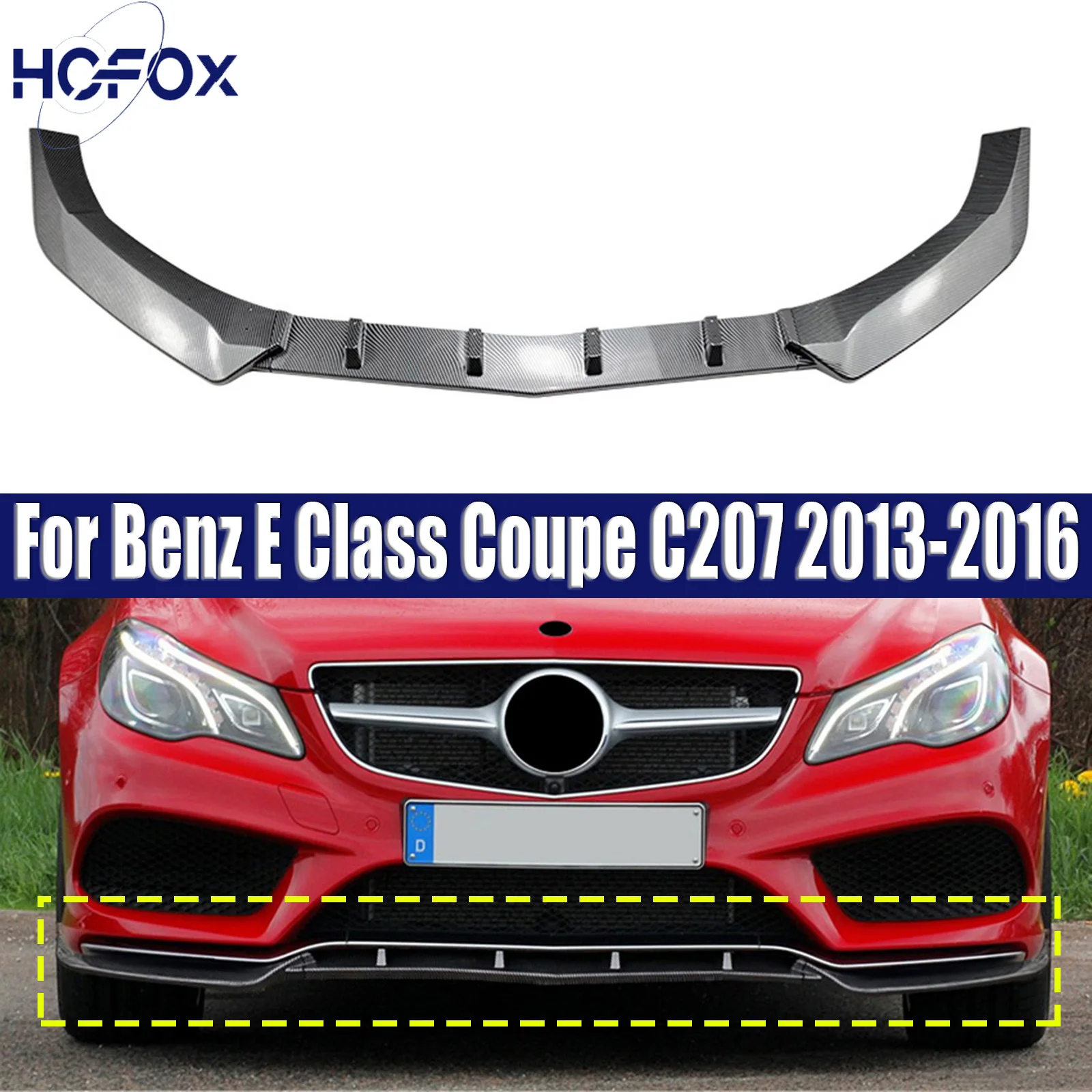 

Black Car Front Bumper Lip Spoiler Splitter For Mercedes Benz E Class Coupe C207 2013-2016 AMG