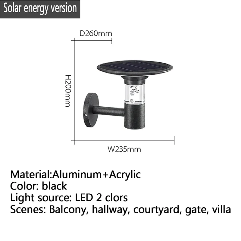 PLLY-مصابيح حائط خارجية شمسية عصرية ، بساطة ، مقاومة للماء ، إبداعية ، شرفة ، مدخل ، فناء ، فيلا ، بوابة ، فندق