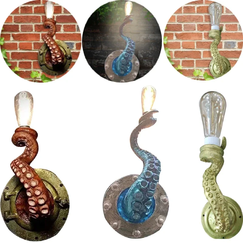 Hanging Wall Octopus Tentacle Holder Retro Octopus Light Tentacle Monsters Lamp Holder Bulbs Hanging Wall Lamp Bulbs