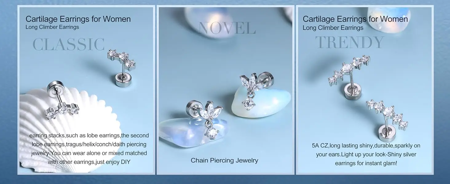 Bobisty Hypoallergene Silbernadel-Knorpelohrringe für Frauen 20G Flache Ohrstecker Tragus Helix Piercing Schmuck Geschenk – Detail 7