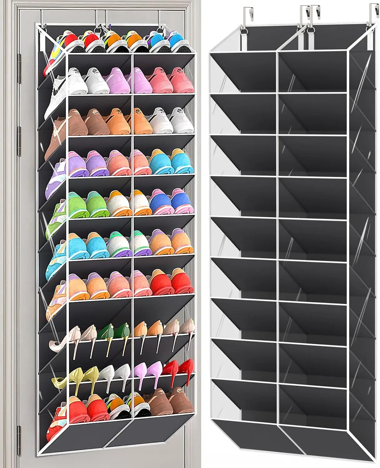 

Органайзер для обуви на дверь на 20-30 пар, прозрачные карманы, подвесное хранение обуви для шкафа, 10-ярусная полка для обуви на дверь, подвесная полка для обуви