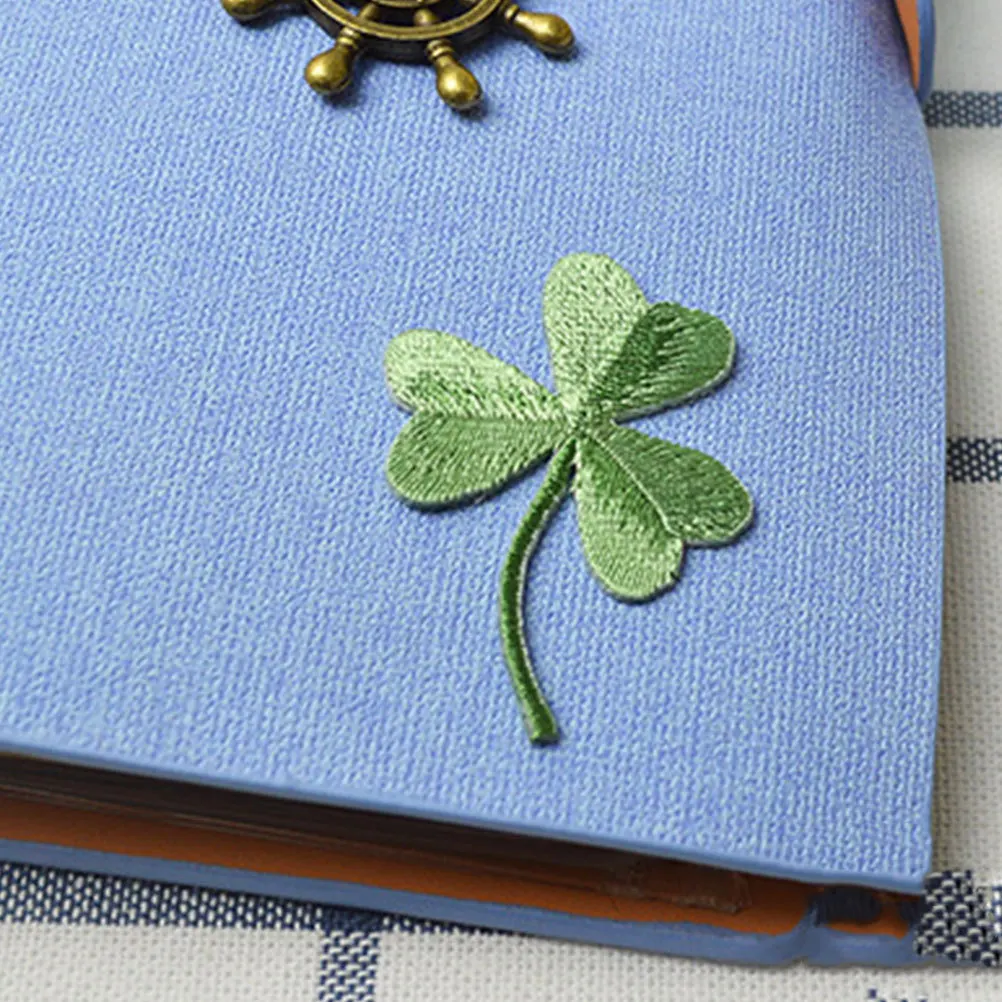 

5Pcs Four-Leaf Cloth Patch Embroidery DIY Three- Leaf Sequins Stickers for Jackets Jeans Bags Clothing Decoration