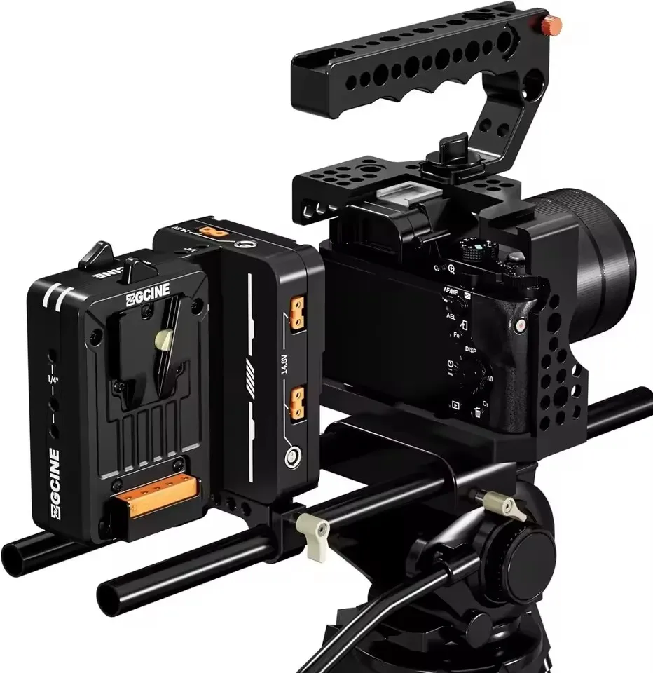 ZGCINE VM-HS2 Hot Swap Shark Fin Dual Micro V Mount Battery Plate Support Output Lemo 2 Pin / D-Tap / USB-C / BP for Filming