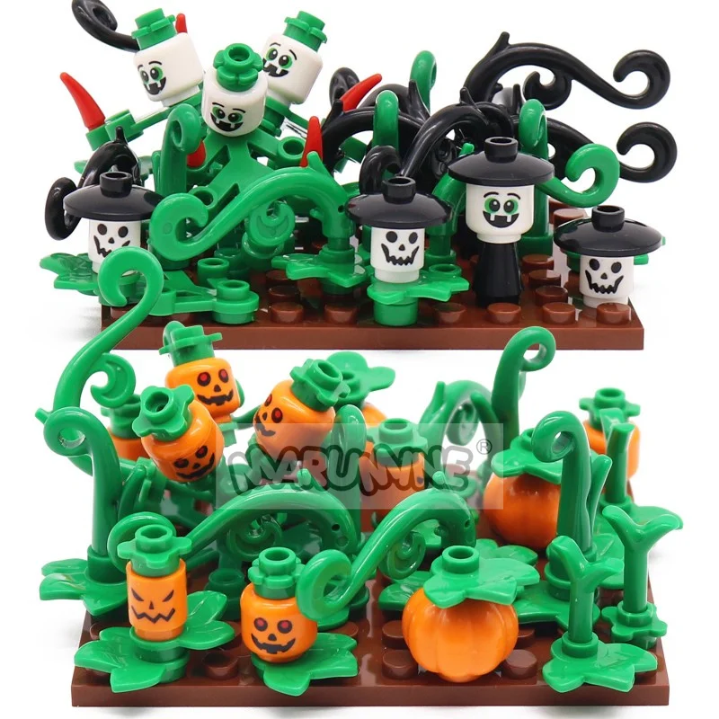 Marumine-Ensemble de décennie s de Construction MOC, Citrouille d'Halloween, Fantôme, Briques de Construction DIY, Kit de Modèle Compatible avec 51270, 3062, 3626, 28870